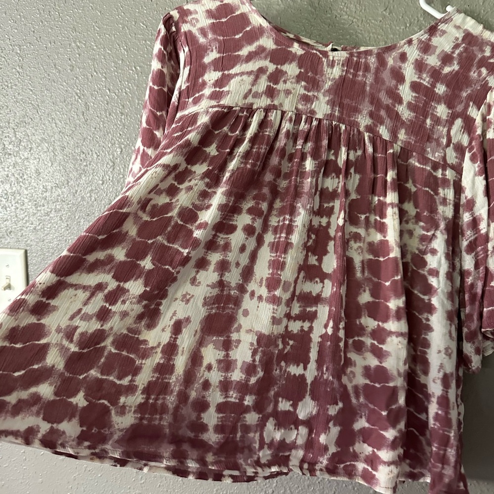 Womens Gypsies & Moondust Tie-dye Top Blouse Boho Shirt Size L Pink & White NWT - Picture 5 of 10